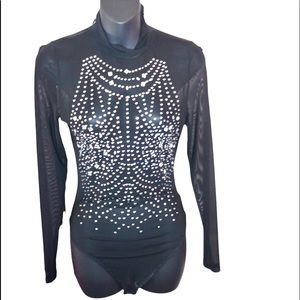 Black shear studded bodysuit
